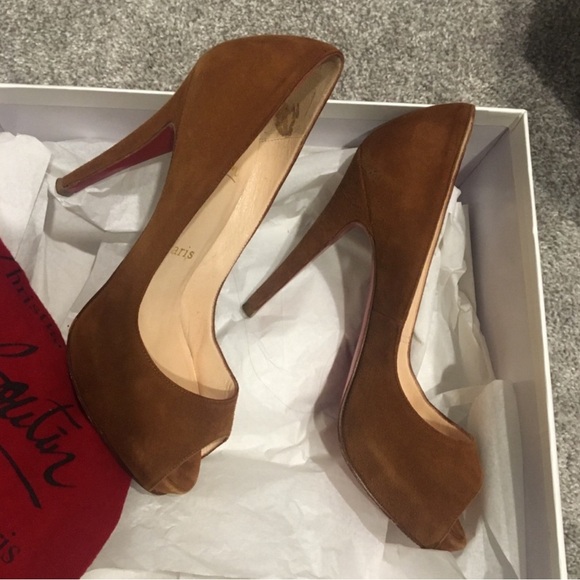 CHRISTIAN LOUBITON Suede Peep Toe Pumps - Picture 3 of 3